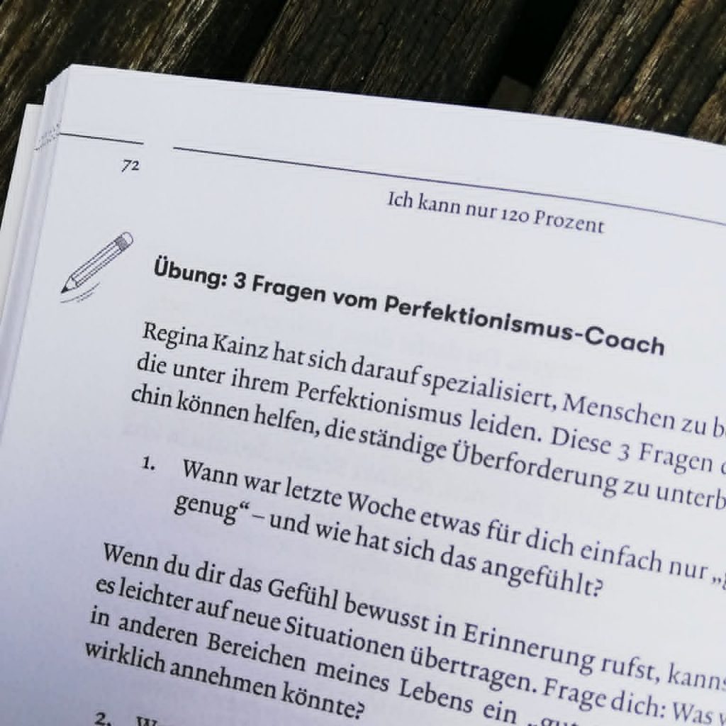 Auszug aus dem Buch Stress Adé Kapitel Perfektionismus, Regina kainz als Perfektionismus-Coach